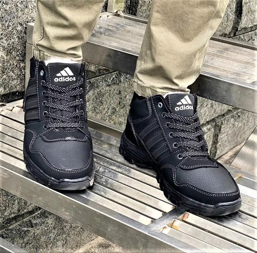Зимние Кроссовки Adidas Мужские Ботинки с Мехом Чёрные Адидас (размеры: 40,41,42) Видео Обзор Днепр - изображение 3