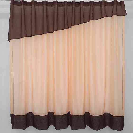 Кухонная занавеска VR-Textil № 047к персиковый с венге 270х170 см (50-457) Киев