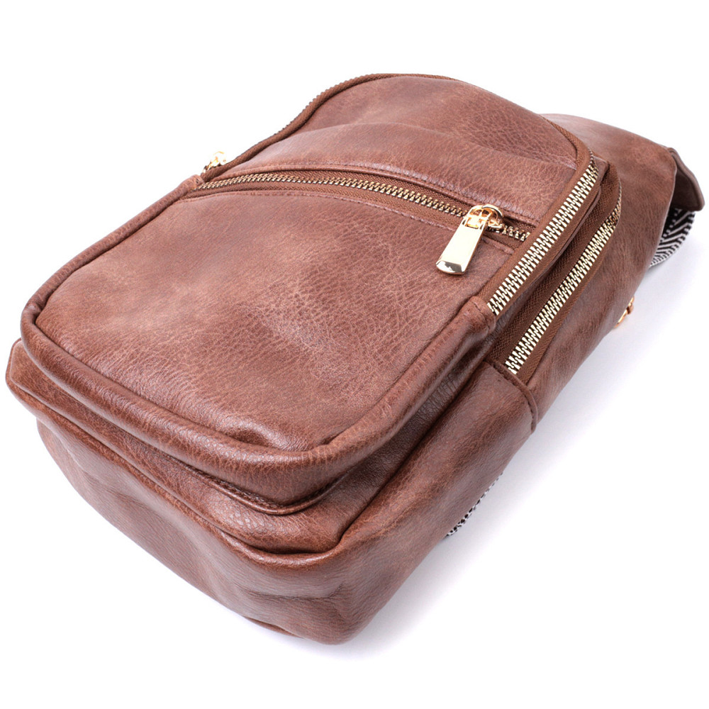 Модна жіноча сумка з однією лямкою через плече з екошкіри Vintage 22760 Коричневий Київ - фото 6