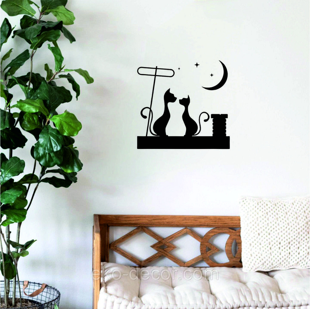 Декоративное настенное 3D Панно «Коты» Декор на стену с объемом 70*70 см, Черный Киев - изображение 5
