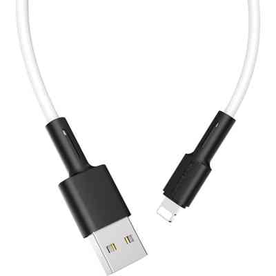 Дата кабель USB 2.0 AM to Lightning 1.0m 2.4A silicone BX31 white BOROFONE (6931474710369) Винница