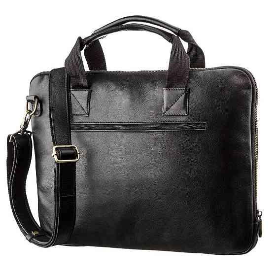 Мужская кожаная тонкая сумка для ноутбука Черная (SHVIGEL) Киев