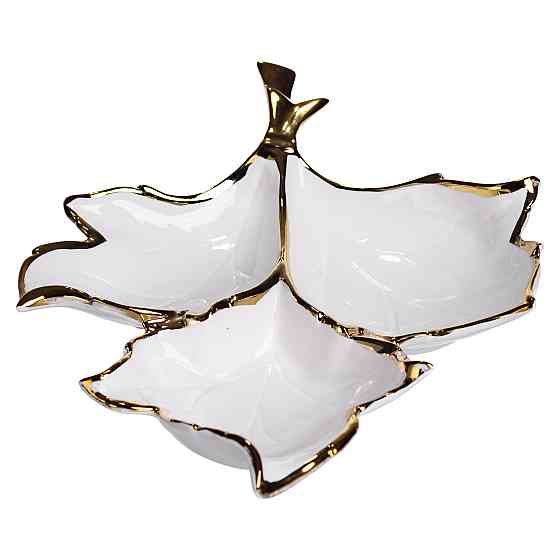 Yiwu Менажниця порцелянова на 3 секції для закусок 37×28×7.5 (см) тарілка менажниця Білий із зо Коломыя