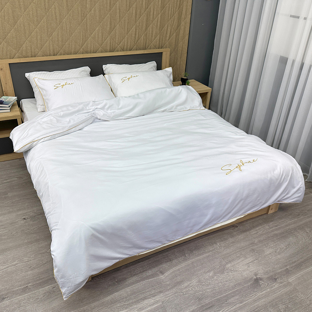 Комплект постільної білизни Сатин, Двоспальний 180х220 Білий (88-153) Київ - фото 2