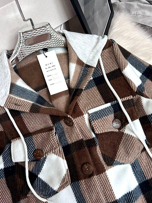 Жіноча тепла оверсайз сорочка з капюшоном турецький двосторонній фліс Полар Шоколад, 48/52 Одеса - фото 7