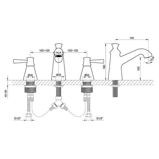 Змішувач для раковини класичний Imprese Podzima Zrala на 3 отвори, чорний Київ