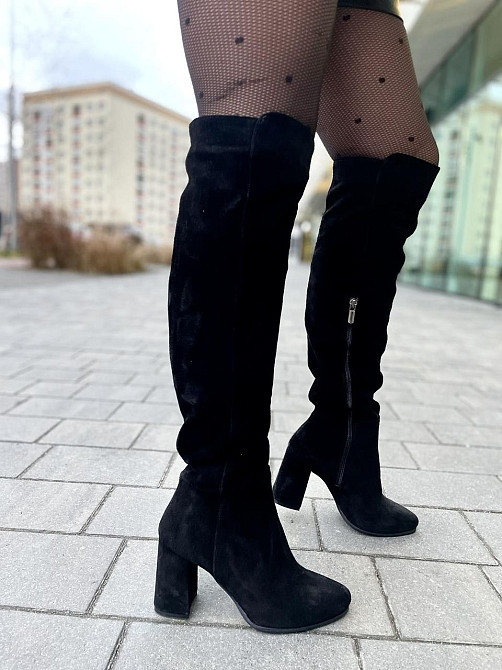Nivelle Ботфорти зимові жіночі натуральна замша чорні на підборах, наповнювач євро-вовна 5379/8 Коломыя - изображение 10