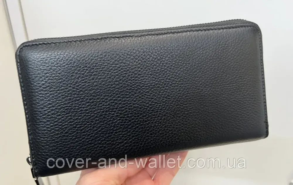 Большой кожаный мужской кошелек черного цвета на молнии Helen Verde 5901 Киев - изображение 8