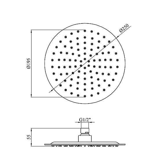 Лейка для верхнего душа Kroner KRP Edelstahl Klassisch - ESG703-250 сатин Киев