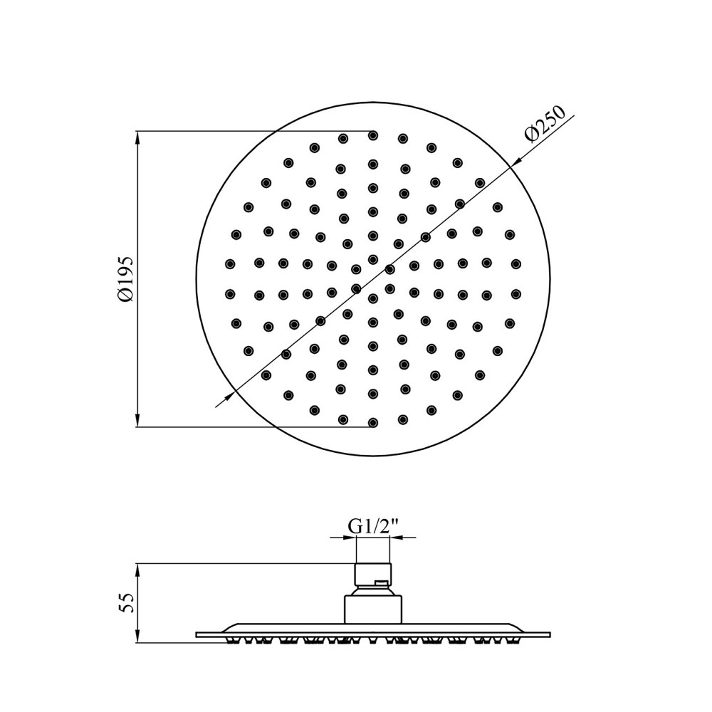 Лійка для верхнього душу Kroner KRP Edelstahl Klassisch - ESG703-250 сатин Київ - фото 2