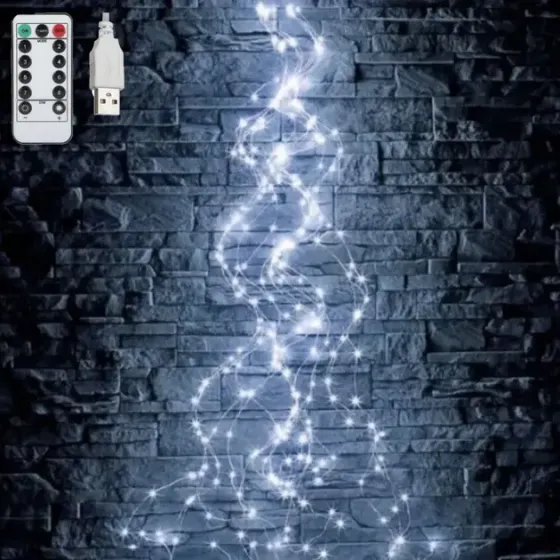 Гирлянда на елку Конский хвост 2 метра 30 нитей Холодный белый Коломия