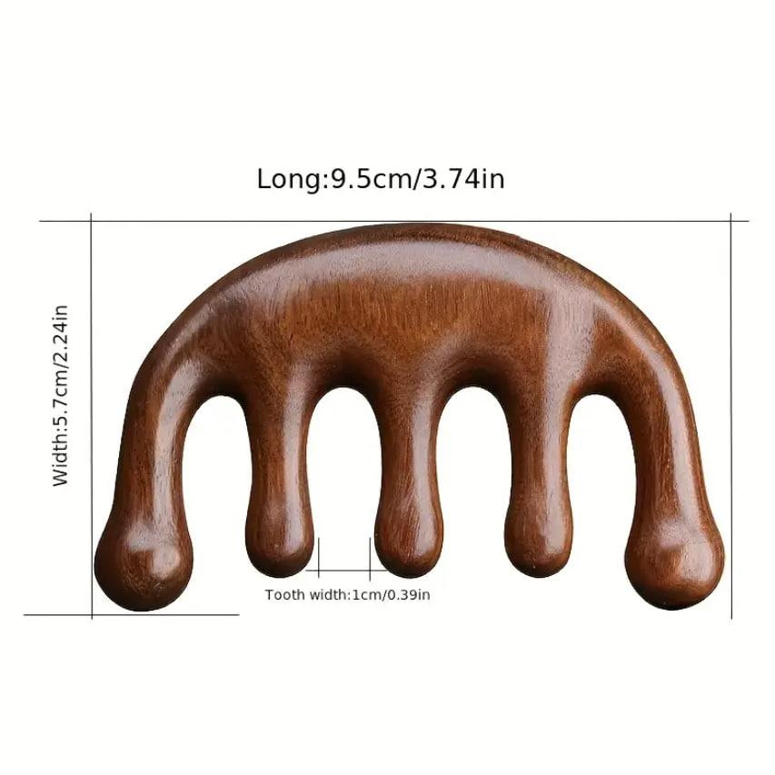 Аккупунктурный массажер в форме деревянной расчески из сандалового дерева 9.5×5.7 см Киев - изображение 3