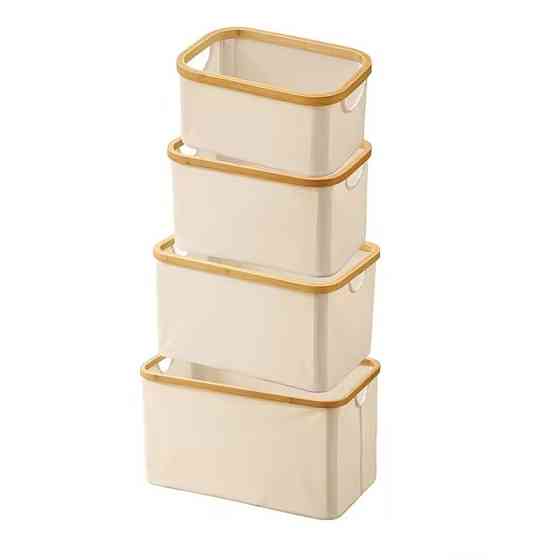 Комплект корзин для белья, складные, бамбуковые, с ручками, бежевые, тканевые Каменец-Подольский