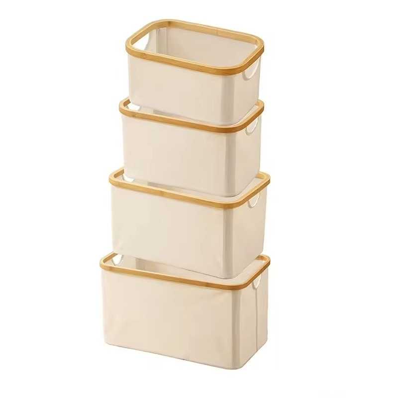 Комплект кошиків для білизни, складні, бамбукові, з ручками, бежеві, тканинні Кам'янець-Подільський - фото 4