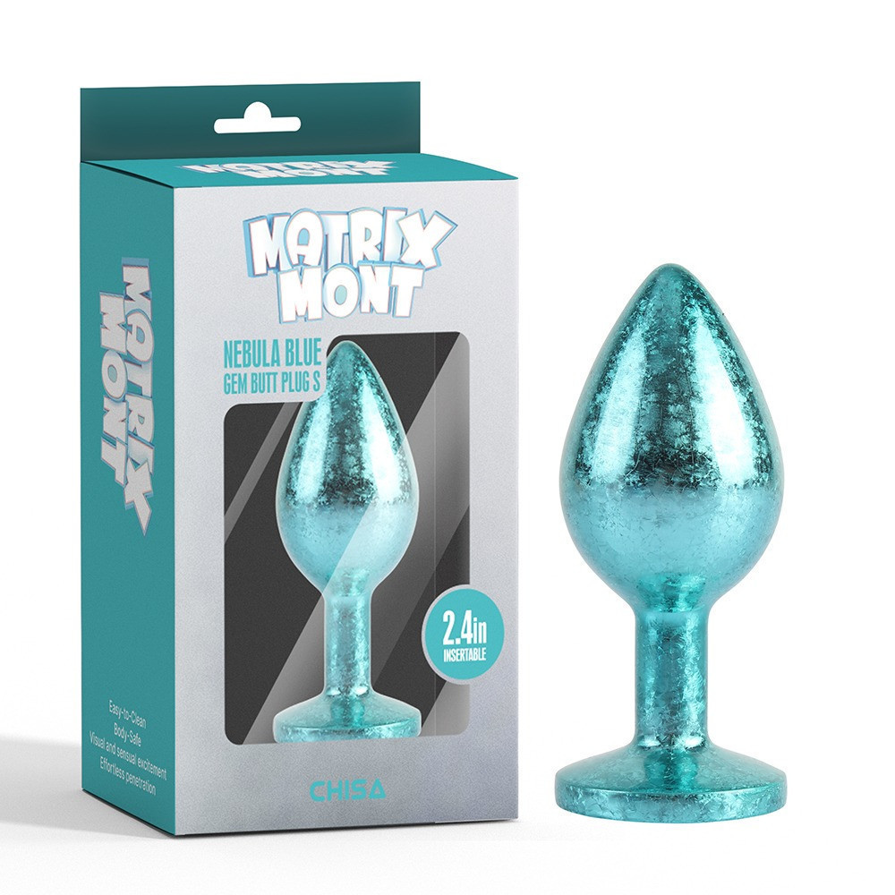 Анальная пробка голубая поталь CHISA MATRIX MONT с голубым камнем, размер S Sex Aura Киев - изображение 1