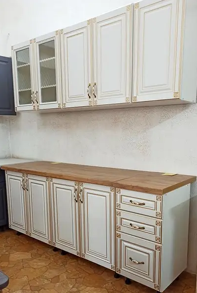 Кухня классическая Империя от МС Фасад МДФ Белый патина золотом (комплект 2м без столешницы) Львов - изображение 1