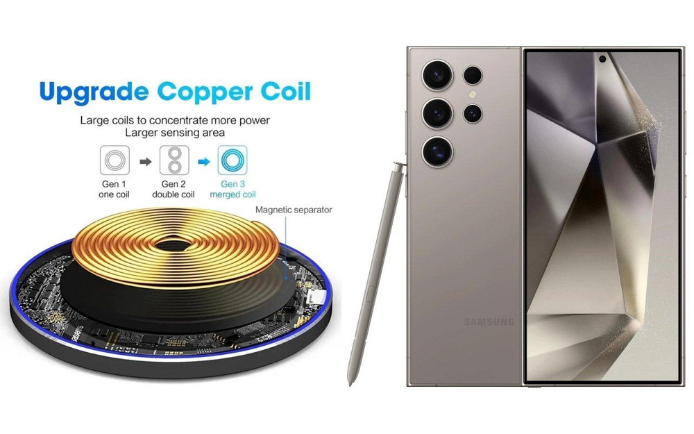 Бездротовий зарядний пристрій Copper до 30W для OnePlus 15, OnePlus 15T, USB-C, LED Київ - фото 2