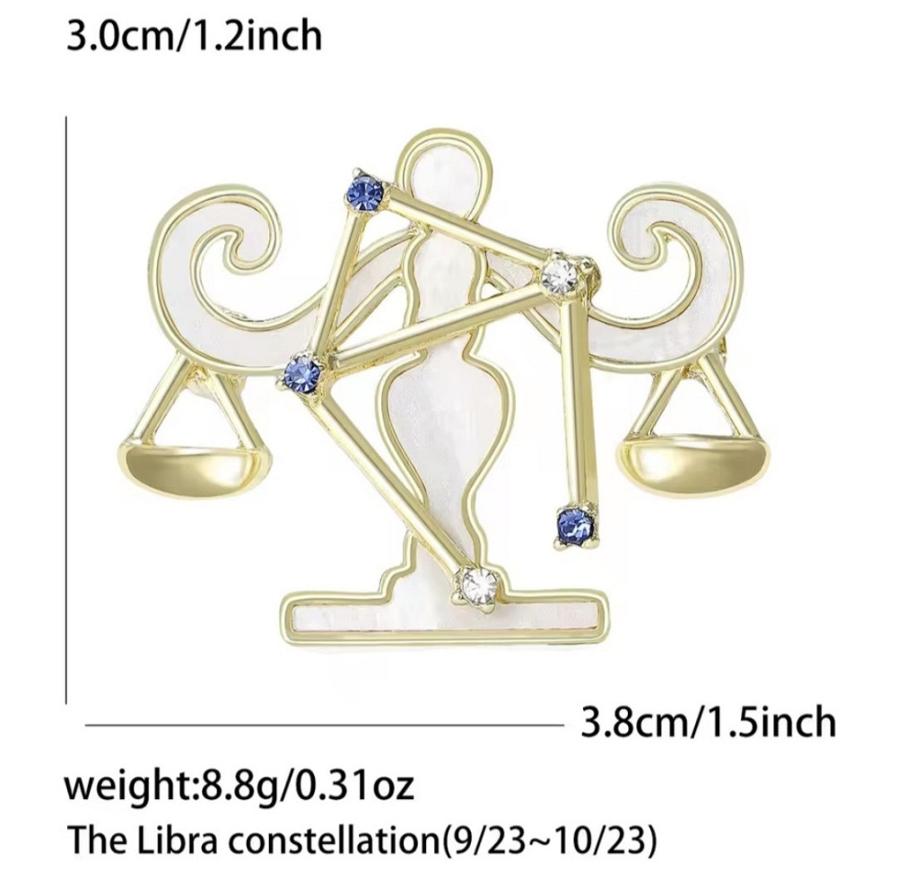 Брошка знак зодіаку "Терези" Сріблястий Золотистий Сміла - фото 2