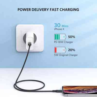 Дата кабель USB-C to Lightning 1.0m US1713A Nickel Plating ABS Shell Black Ugreen (60751) Винница