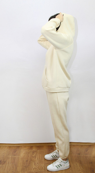 Костюм женский теплый спортивный на флисе кофта на змейке Молочный 42/44 Харьков - изображение 3