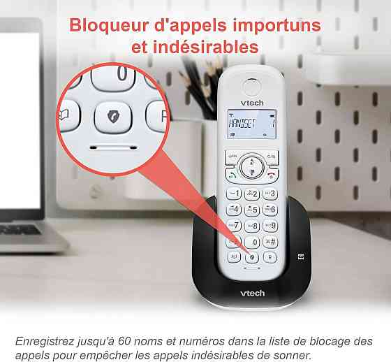 Телефон DECT VTech CS1551 білий 2 трубки з автовідповідачем 15 хв, блокування номерів, ID, гучний зв'язок, зарядка Київ