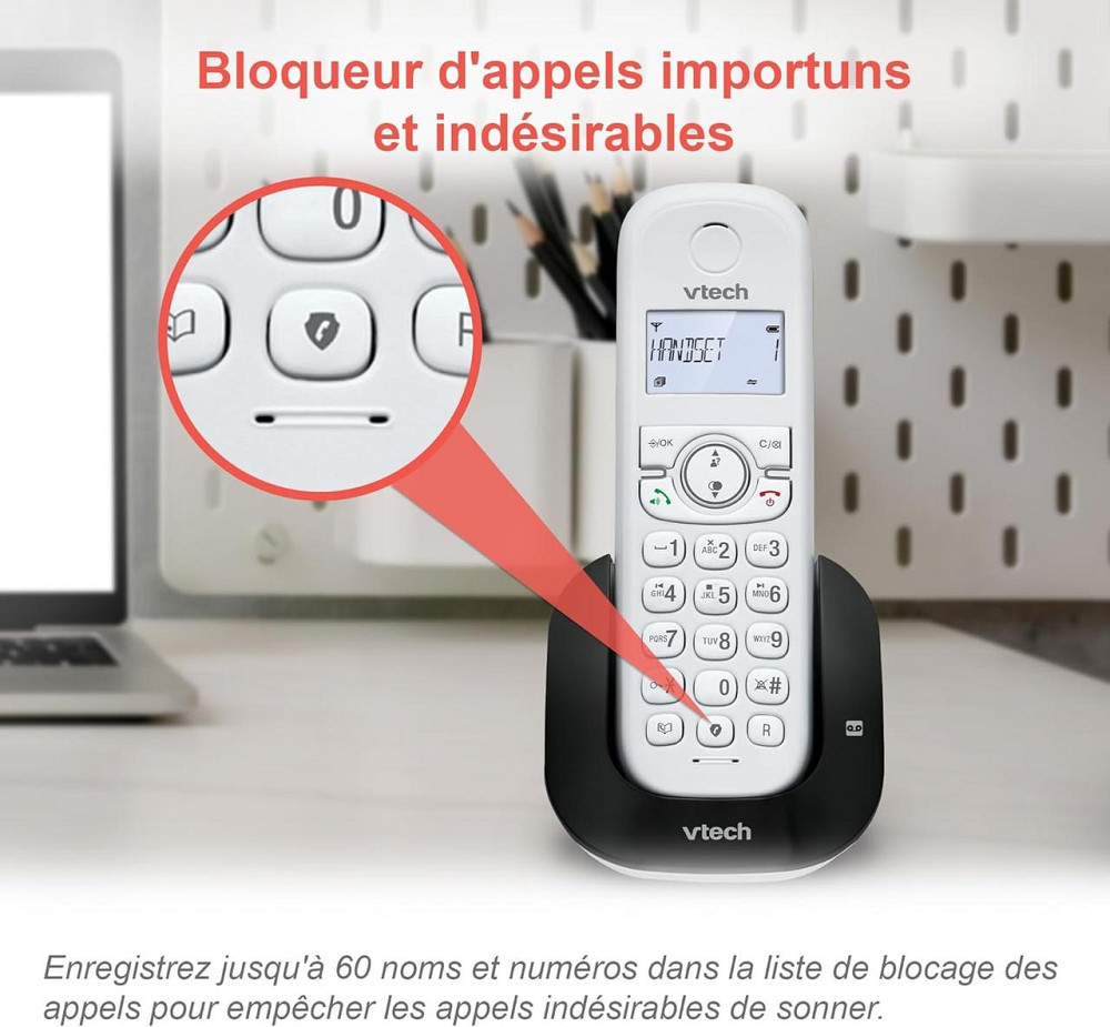 Телефон DECT VTech CS1551 білий 2 трубки з автовідповідачем 15 хв, блокування номерів, ID, гучний зв'язок, зарядка Київ - фото 6