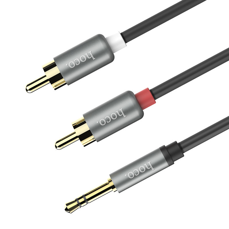 Аудіокабель HOCO UPA10 3.5mm male to double lotus RCA, TPE, 1.5m, Metal Gray Одеса - фото 4