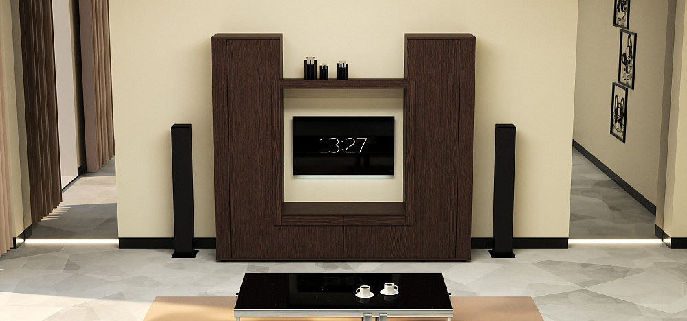 Стенка в гостиную под ТВ Эхо-4, Венге Магия, 2080х420х1850 Львов - изображение 2