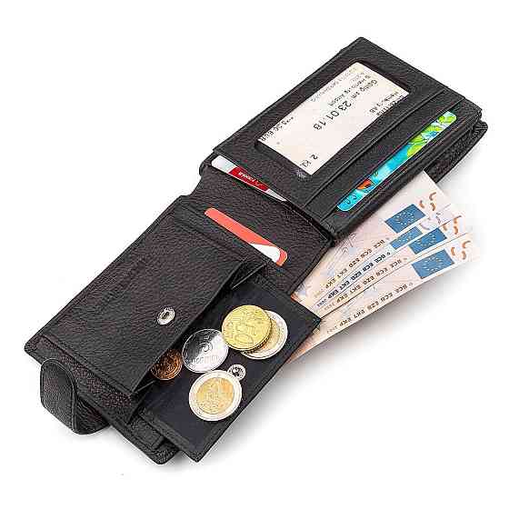 Чоловічий гаманець італійська шкіра Чорний (ST Leather) Київ