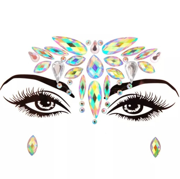Стрази самоклейні для обличчя one size різнобарвний Київ - фото 1