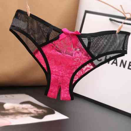 Еротичні трусики з вирізом 40 чорно-малиновий Київ