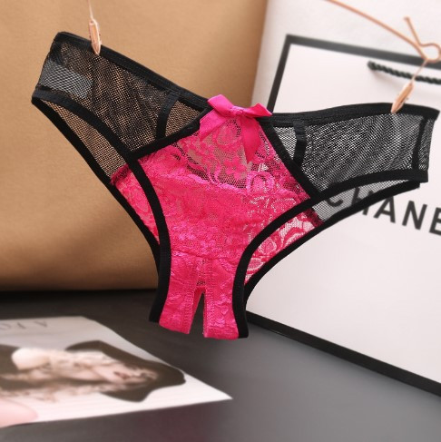 Еротичні трусики з вирізом 40 чорно-малиновий Київ - фото 1