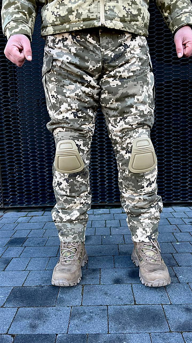 Зимние штаны пиксель с наколенниками , тактические зимние теплые штаны пиксель материал рип стоп с наколенника Львов - изображение 9