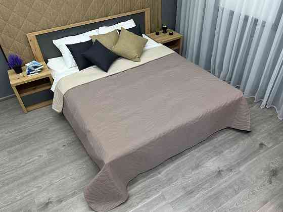 Покрывало двустороннее Decorator Microfiber листья 180х215 см серо-коричневый с бежевым (85-095) Киев