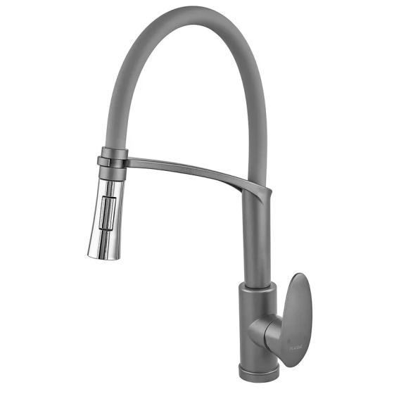 Змішувач для кухні Plamix Cezar-017 Set Graphite Refl.Black з силіконовий вилив (з підведенням) (PM0742)   ( 29654 ) Харків