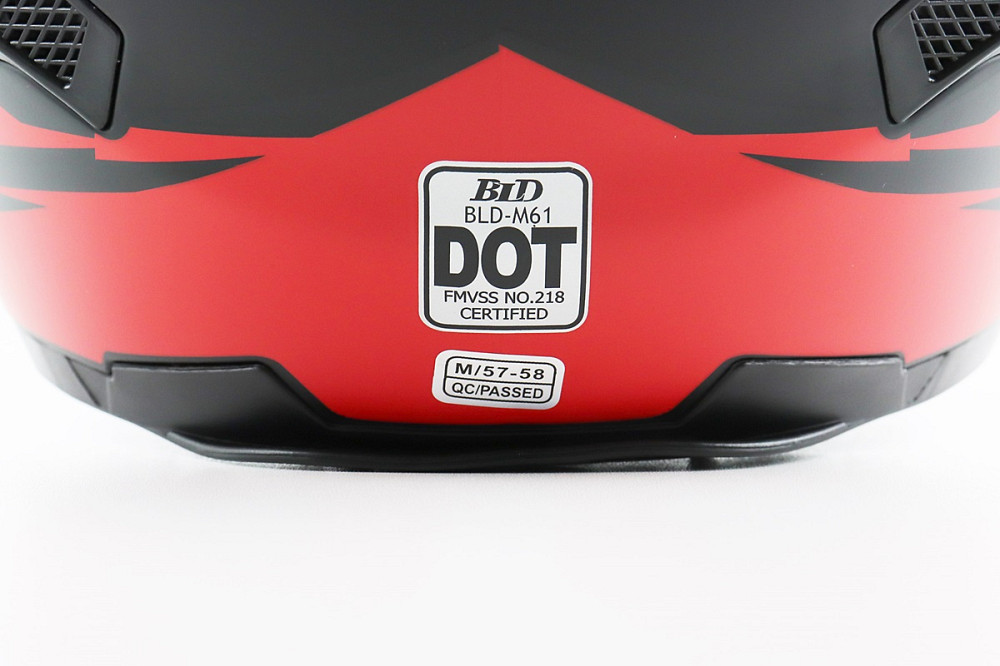 Шолом інтеграл, закритий (сертифікація DOT)+відкидні окуляри BLD-М61 M (57-58см), ЧОРНО-ЧЕРВОНИЙ (флуоресцентний) Київ - фото 8