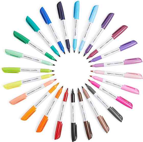 Маркері перманентные Amazon Basics 24 шт набор цветных быстросохнущих водостойких тонких Киев