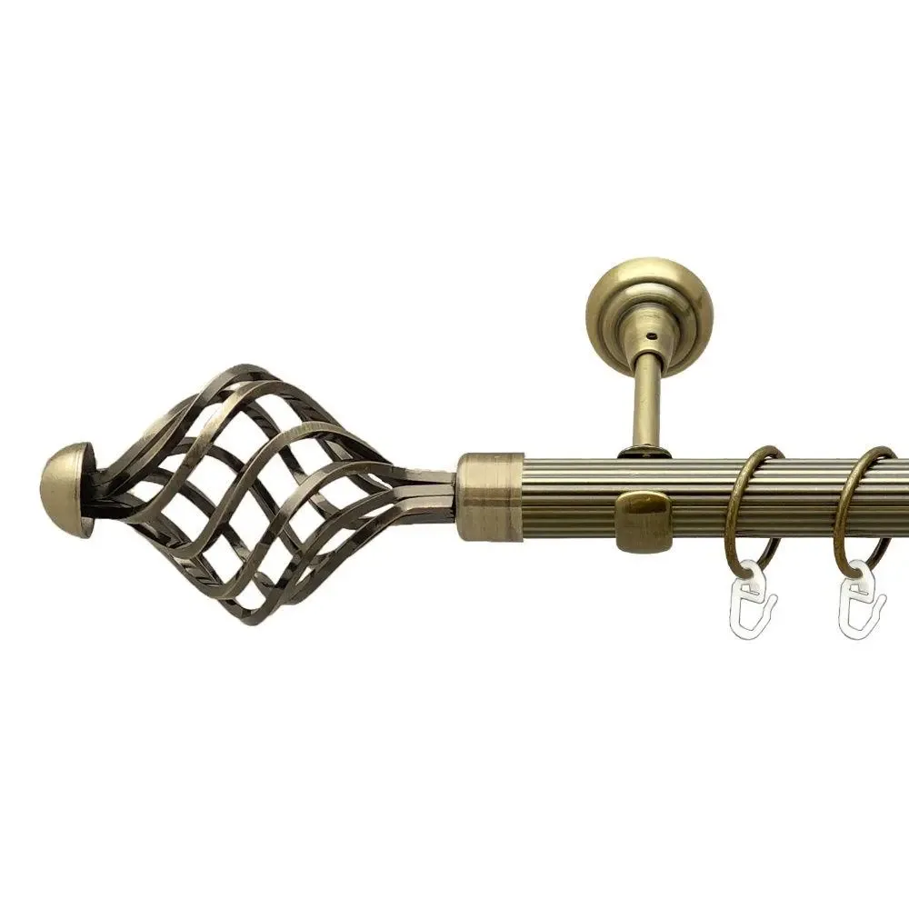 Карниз Orvit Арезо металевий однорядний відкритий рифлена труба кільце металеве Антик 25 мм 300 см Львов - изображение 1