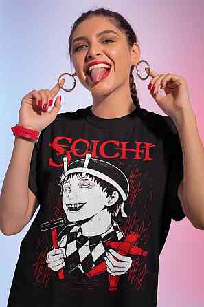 Футболка з аніме принтом Джунджі Іто Соуікхі Хоррор оверсайз (S/M/L) Чорний AnimeJ0173 Дніпро