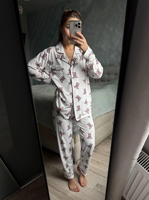 Женский домашний комплект двойка с мишками коттон Одесса - изображение 2