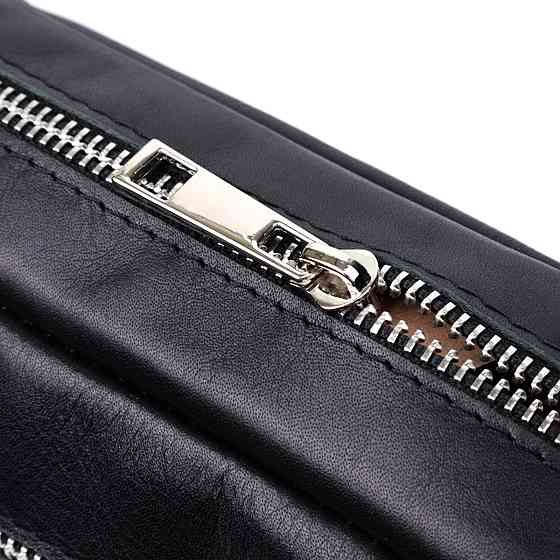 Прямоугольная сумка-бананка для мужчин из натуральной глянцевой кожи Shvigel 22825 Черная Киев