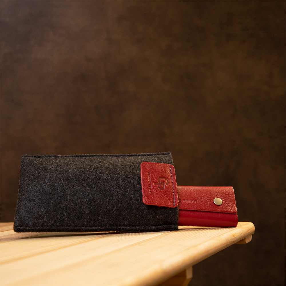 Яскрава шкіряна ключниця GRANDE PELLE 11353 Червоний Київ - фото 7