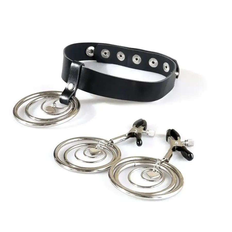 Набір чокер + затискачі Art of Sex - Choker and Nipple clamps Triada, колір чорний Львів - фото 1