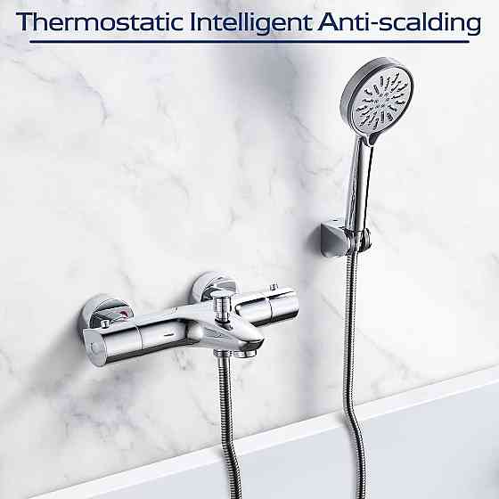 Термостатический смеситель для ванны SINKTORY с защитой 38℃, с двумя выходами воды, латунный, хромир Киев