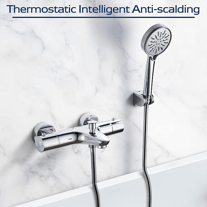 Термостатический смеситель для ванны SINKTORY с защитой 38℃, с двумя выходами воды, латунный, хромир Киев - изображение 3