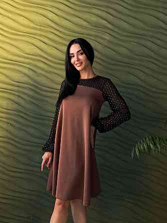 Вечірня сукня з прозорими рукавами Sofira 50-52, Шоколадний Київ