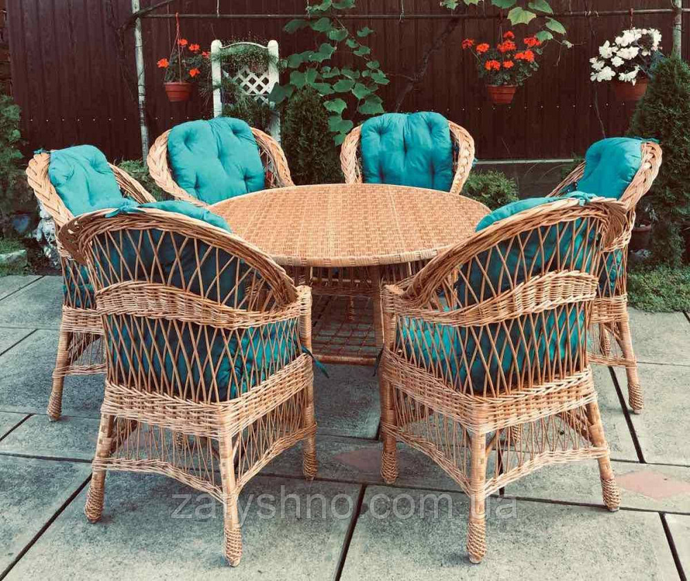 Плетені меблі на 6 осіб|  Комплект плетених меблів із круглим столом | меблі з лози плетені Київ - фото 1