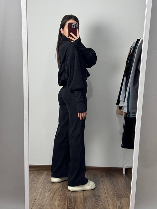 Женский базовый теплый костюм: кофта и штаны Турецкая Ангора Черный, 48/52 Одесса - изображение 3