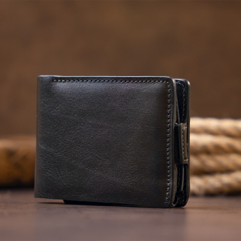 Портмоне горизонтальне Amico на магніті на два відділення GRANDE PELLE 11320 Чорне Київ - фото 4