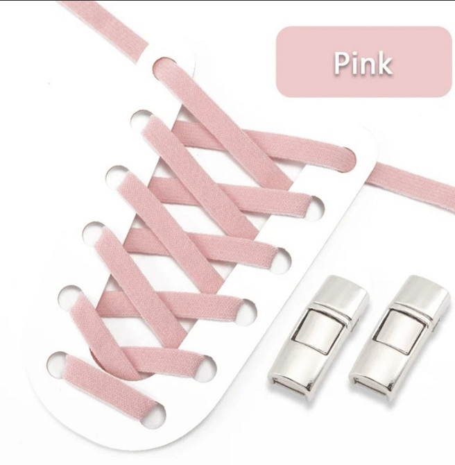 Еластичні шнурки без зав'язок з металевими застібками Рожевий Смела - изображение 1